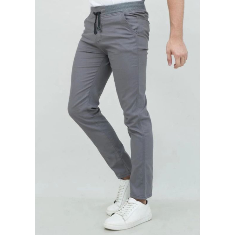 Insight Celana Panjang Chino Rib Trendy Pinggang Karet Melar Skinny Jeans Bahan 100% Cotton