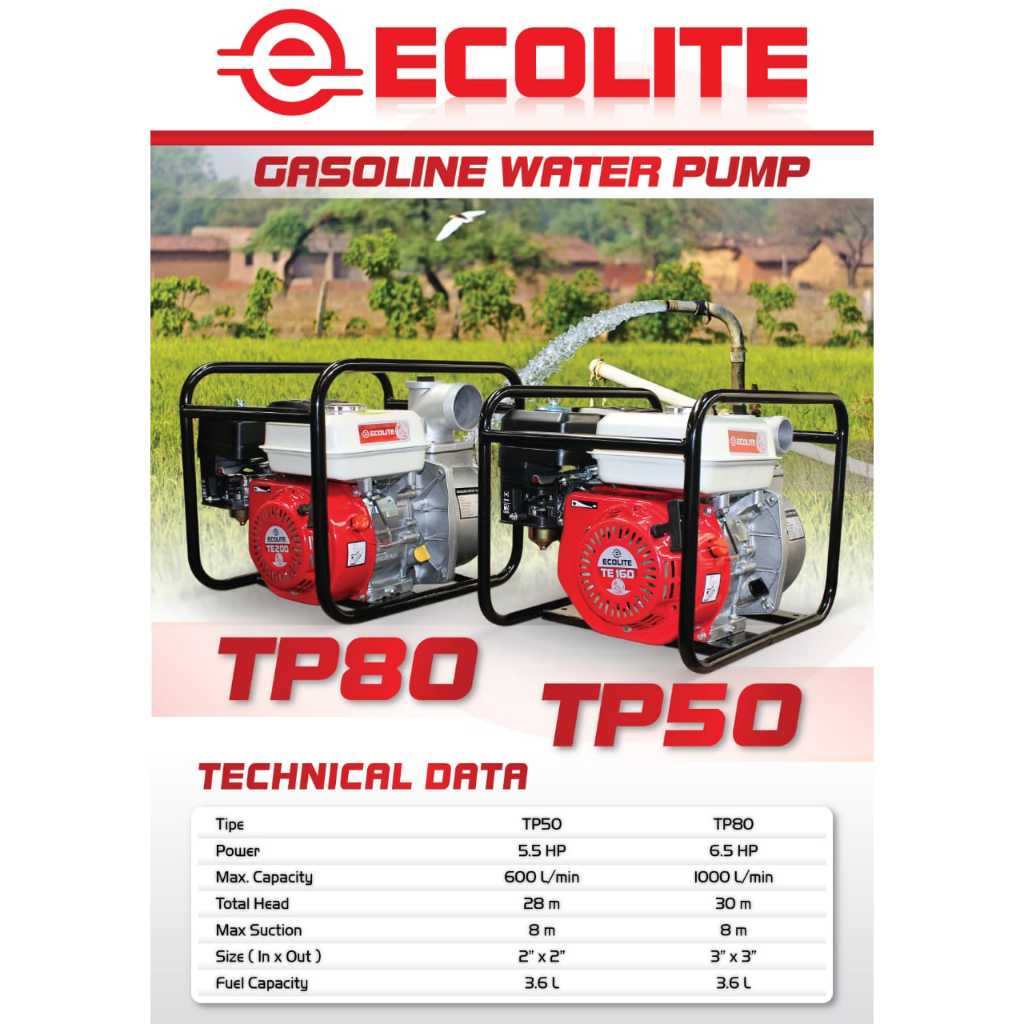 Mesin Pompa Air 2 Inch ECOLITE TP50 / Mesin Pompa Air Irigasi 2 Inch ECOLITE TP50