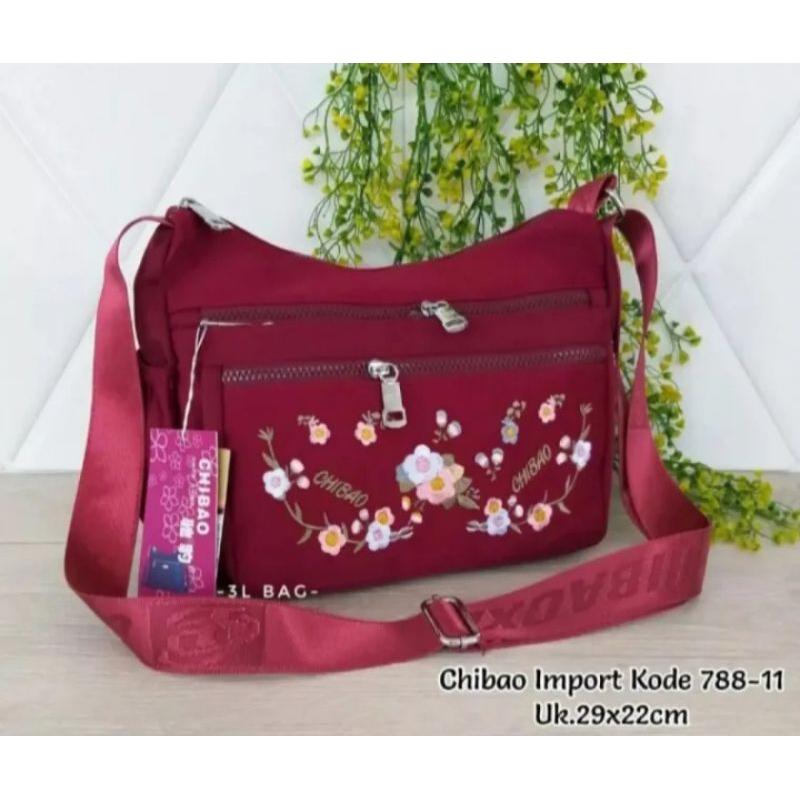 TAS SELEMPANG WANITA CHIBAO IMPORT ORIGINAL TERBARU MOTIF BUNGA 788-11