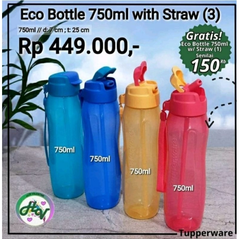 TUPPERWARE Eco Bottle with straw 750 ml