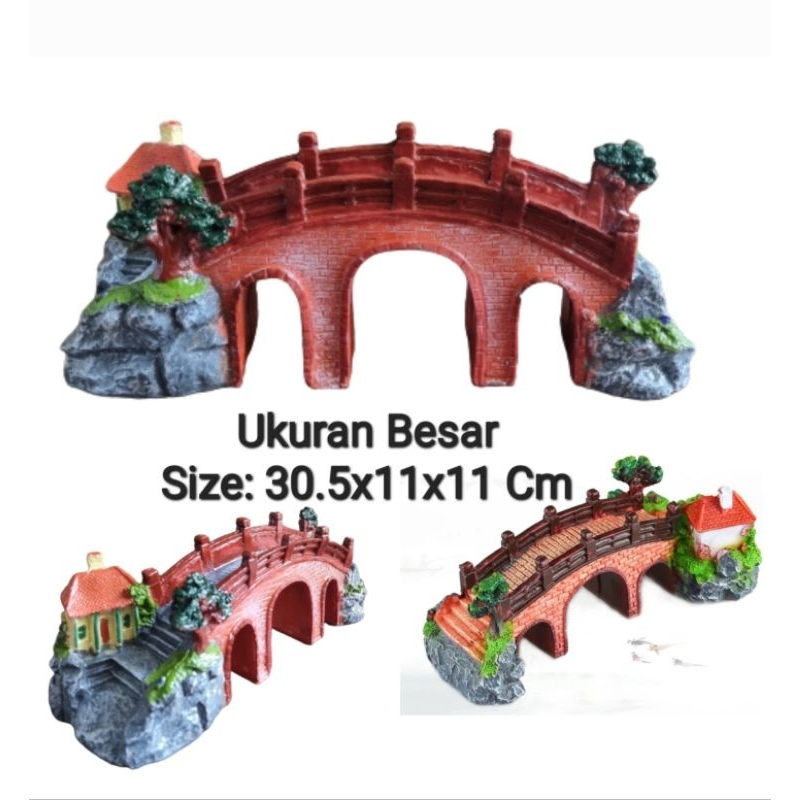 Hiasan Aquarium Jembatan Besar Resin Akuarium Ornamen Aquascape Bridge Dekorasi
