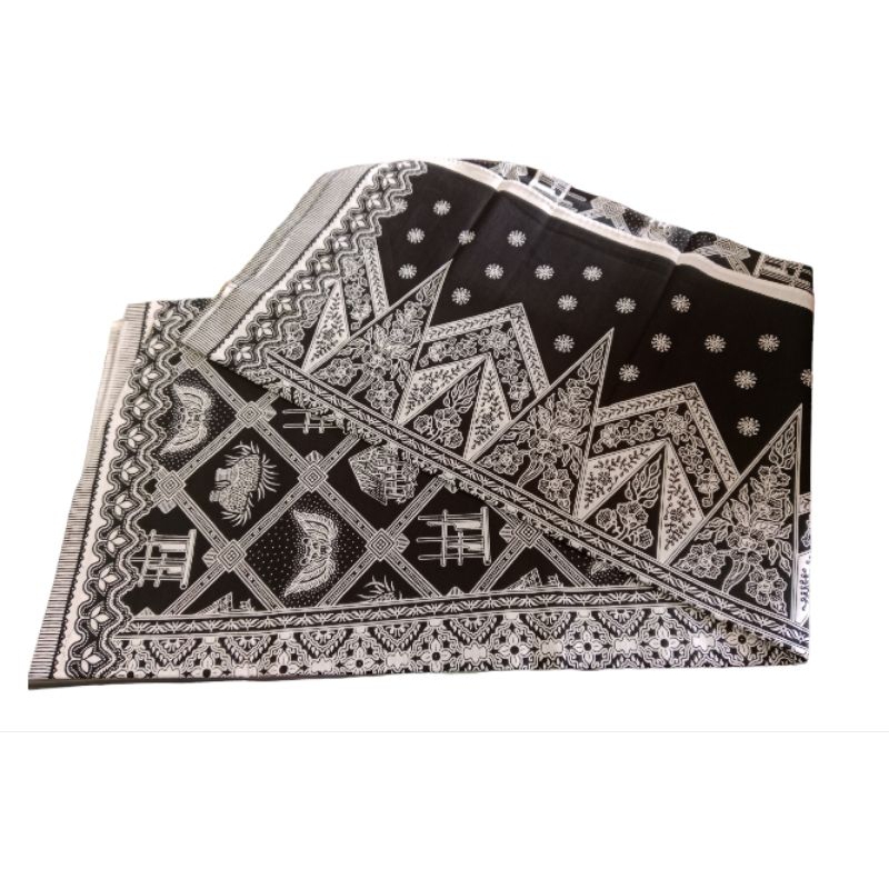 BAHAN BATIK BADUY HITAM PUTIH MOTIF ANGKLUNG / KAIN PANJANG BATIK BADUY HITAM PUTIH MOTIF ANGKLUNG