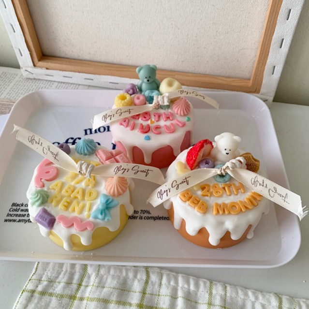 Cake Candle (Medium) | 205 Gr | Custom Cake Candle | Hampers Giftset | Souvenir | lilin korea | lili