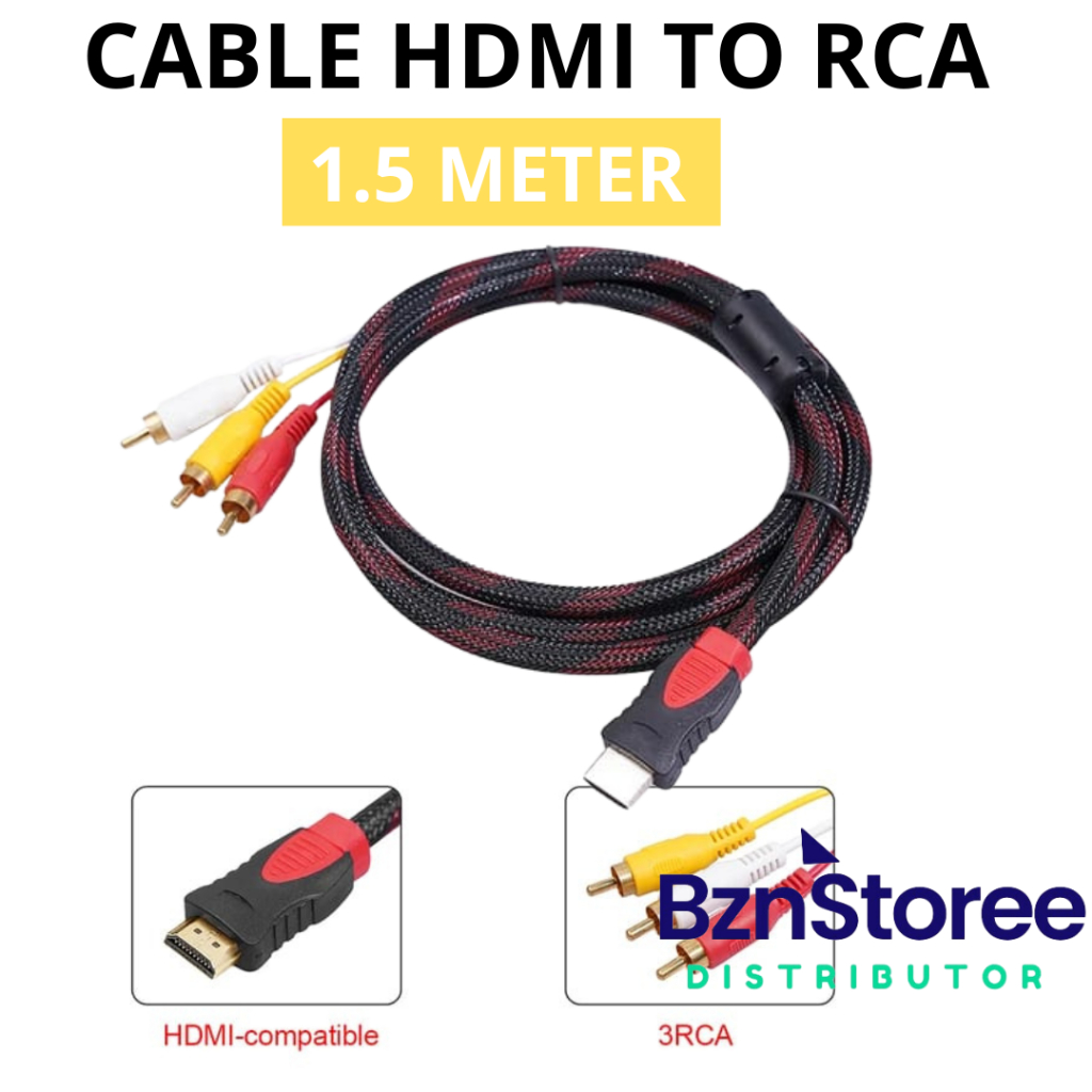 KABEL HDTV TO RCA 1.5 METER HIGH QUALITY STB FREE BOX /kabel hdmi to rca high quality kabel hdmi rca
