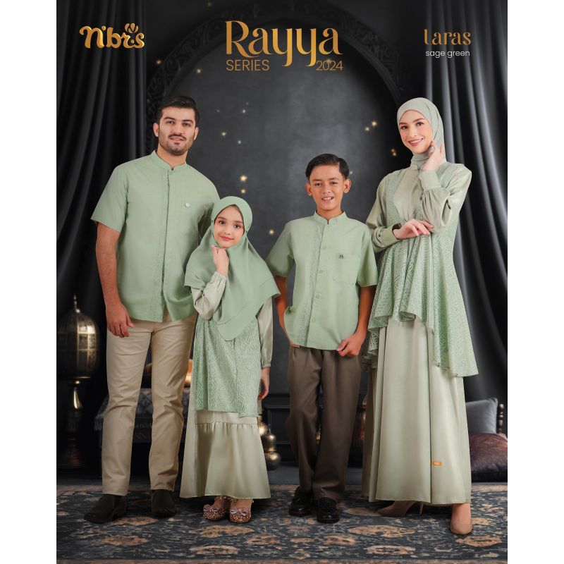 Sarimbit nibras rayya 2024 laras green sage fashion muslim terbaru gamis ori