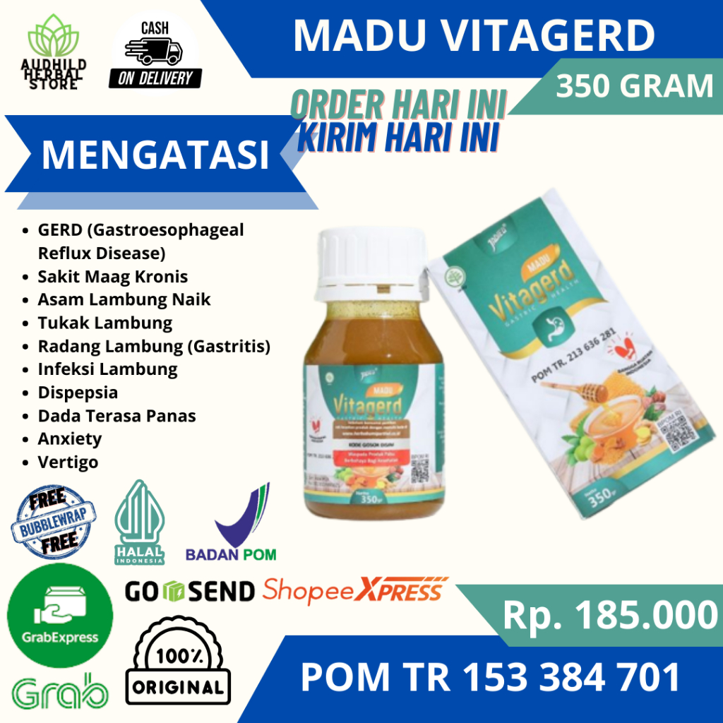 PROMO Madu Vitagerd 100% Original BPOM Obat Herbal Asam Lambung Gerd Atasi Vertigo Ampuh