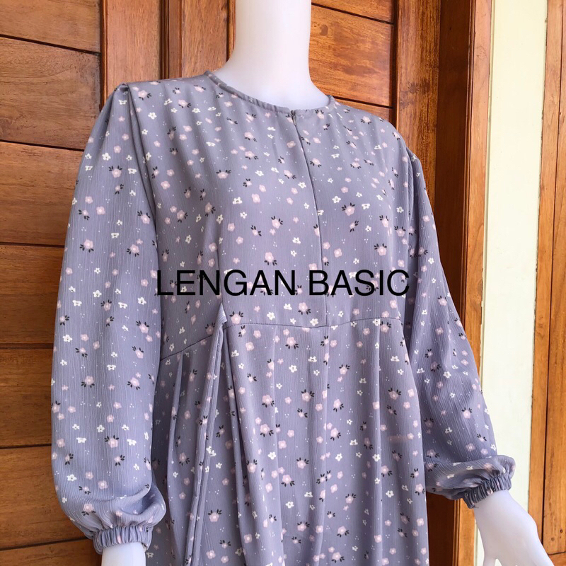 premium natalia dress gamis busui bahan yoryu crinkle motif bunga kecil dewasa remaja