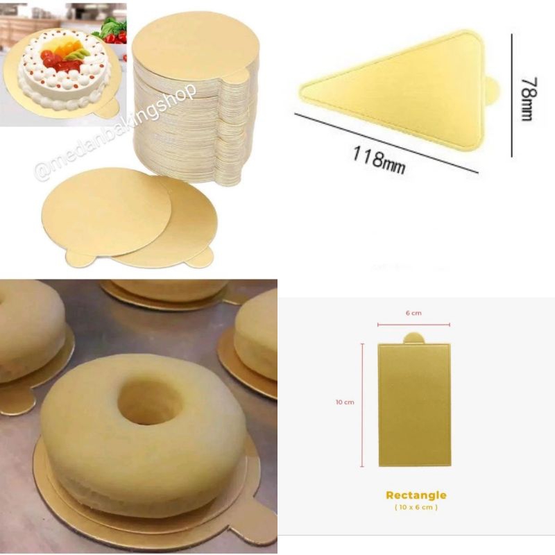 10pcs Alas Mini Cake/Mini Cake Board 8,5cm/Alas Slice Cake Petak Persegi/Alas Adonan Donat/Alas Gold