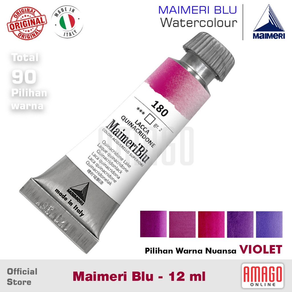 

MAIMERI BLU Watercolour - Cat Air Lukis Profesional - 12 ml - Pilihan warna nuansa Violet