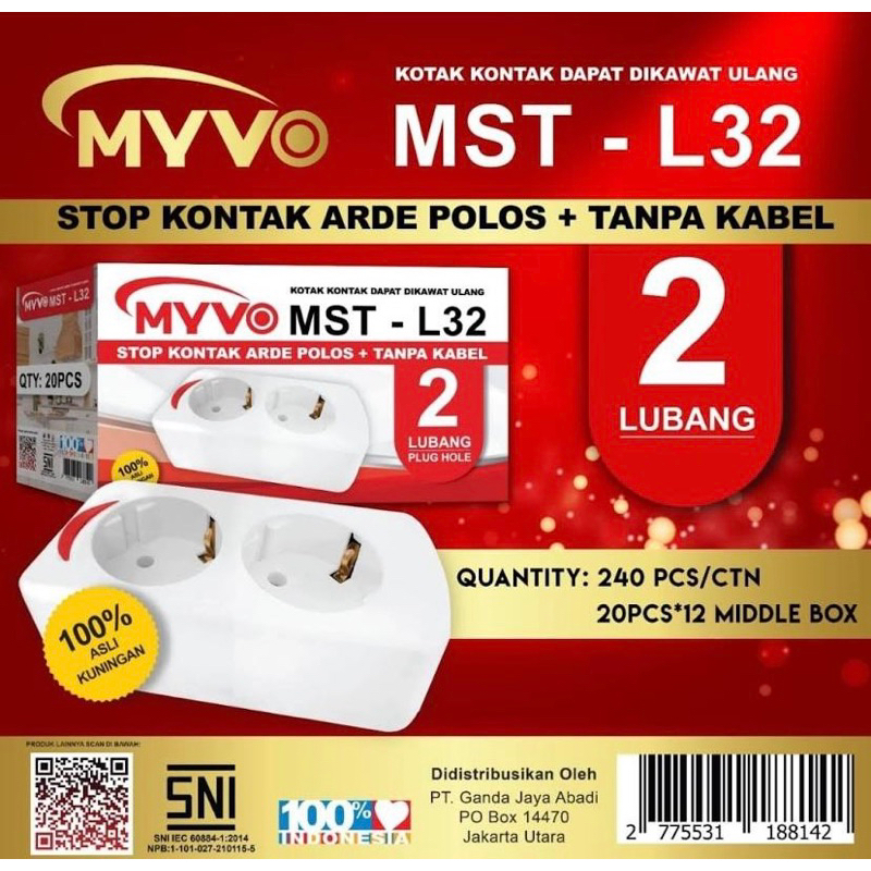 STOPKONTAK TERMINAL COLOKAN LISTRIK ARDE TANPA KABEL MERK MYVO