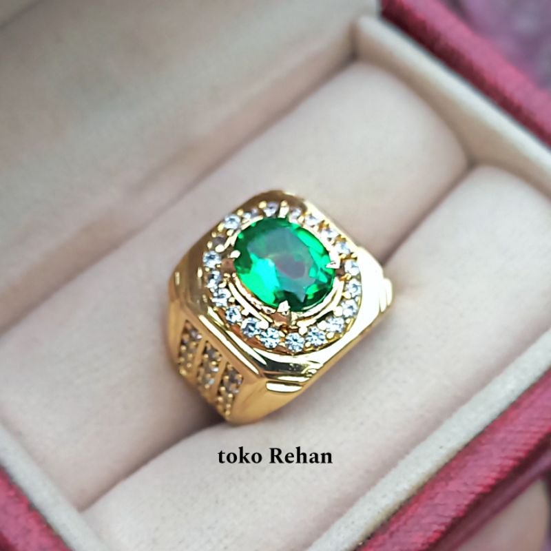 CINCIN BATU ZAMRUD ASLI NATURAL GREEN BERYL MINIMALIS