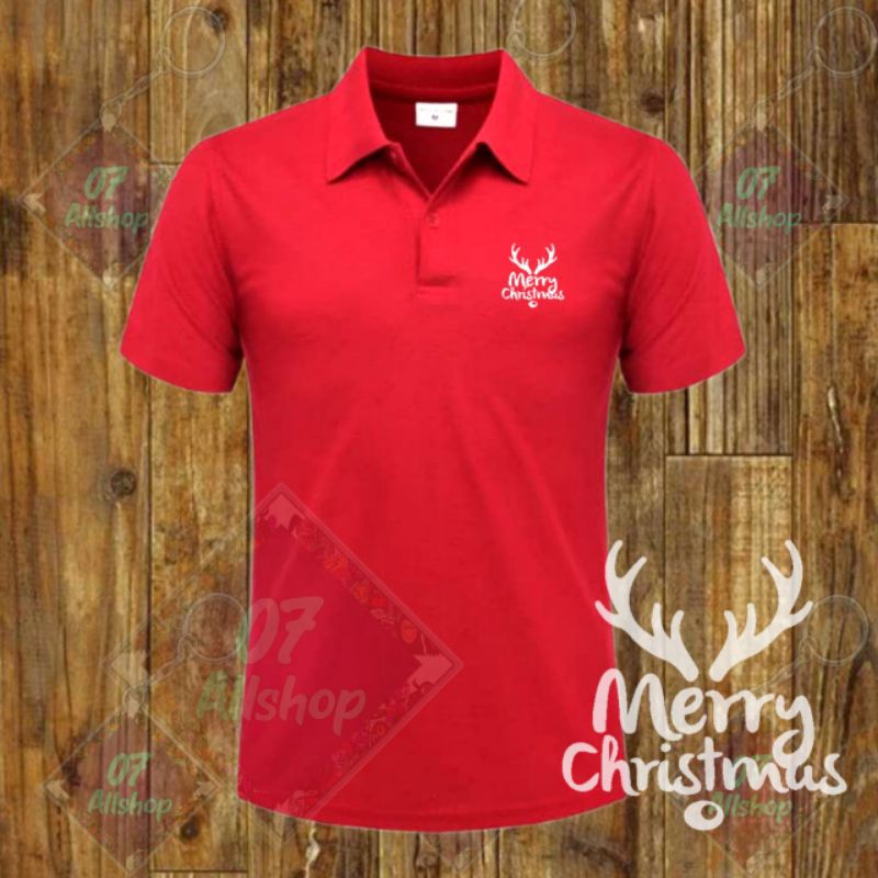 Shirt Tshirt Baju Kerah MERRY CHRISTMAS NATAL HAPPY NEW YEAR 01 Custom pria wanita Indonesia