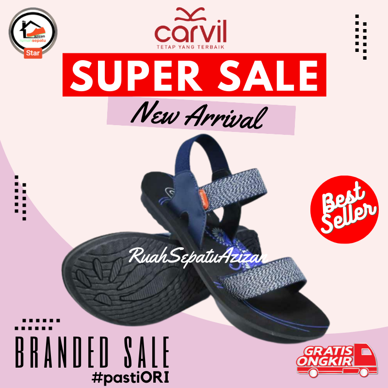 Carvil Oryn - L Sandal Gunung Spons Tali Flat Wanita Remaja Carvil ORIGINAL