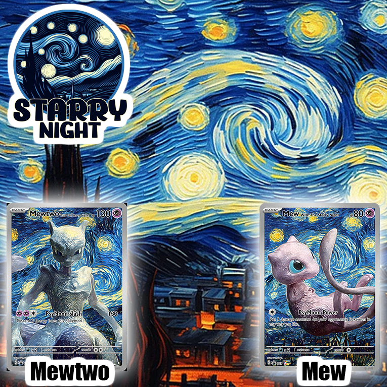 KARTU POKEMON TCG HOLOGRAM SPECIAL MEW & MEWTWO THE STARRY NIGHT