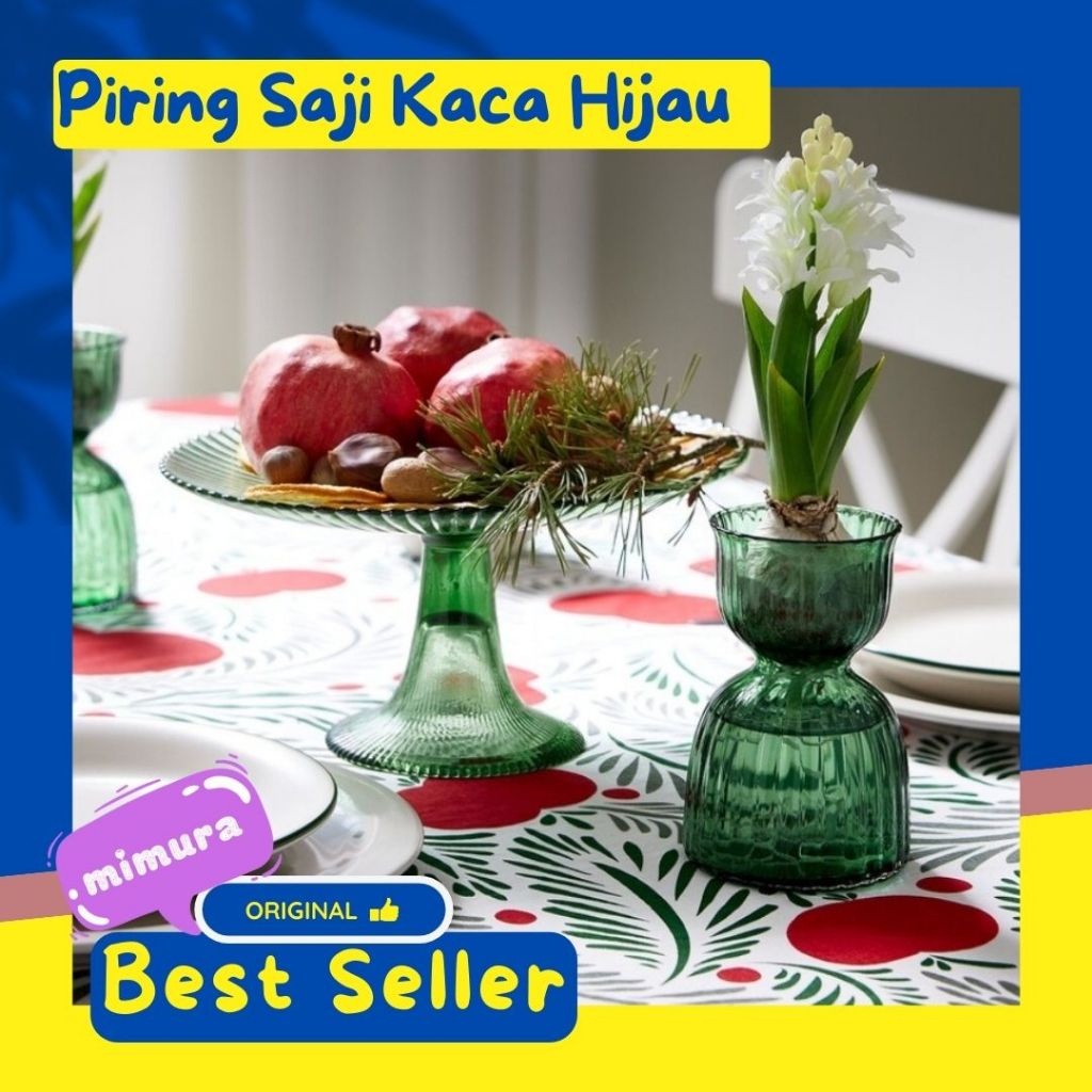 Piring Saji Kaca Piring Buah Dessert Hijau Piring Dekorasi Natal IKE4