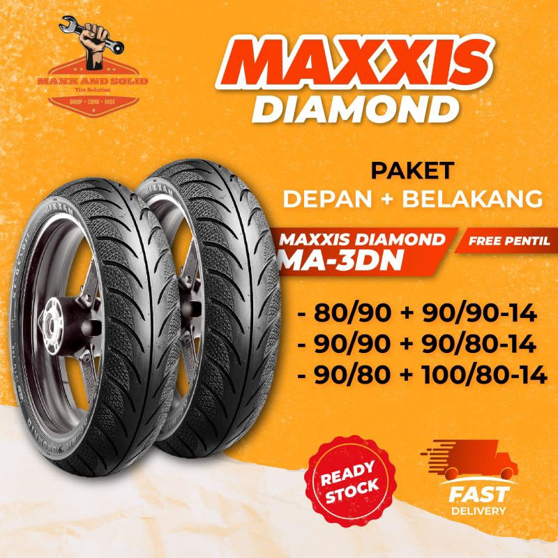 Paket Ban Maxxis Diamond MA-3DN - 1SET (Depan & Belakang) Ring 14