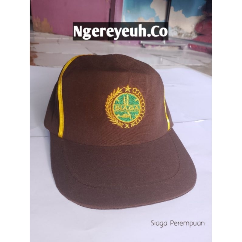 TOPI PRAMUKA SIAGA PUTRA PUTRI Topi Pramuka Siaga Pria Wanita Logo Bordir Gesper Karet Topi Pramuka 
