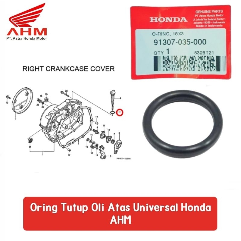 AHM 91307-035-000 Oring tutup colokan oli atas universal Grand,Supra,Karisma,Blade,Revo,Beat,Vario,S