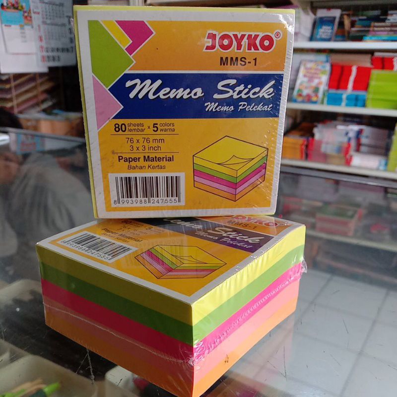 

Memo stock/memo pelekat/pos'it ukuran 7,5 x 7,7 cm, 5 warna,80 lembar