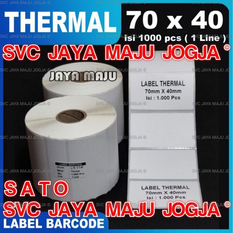 

[ SATO ] 70 X 40 - 1 LINE THERMAL - FACE OUT - ISI 1.000 PCS || CORE 1" || LABEL BARCODE DIRECT THERMAL - KERTAS STICKER APOTEK E-TICKET FARMASI LABORATORIUM RESEP OBAT || 70X40 - CG408TT CG408 TT CG 408TT CG 408 TT CX400 CX 400 - ISI 1000