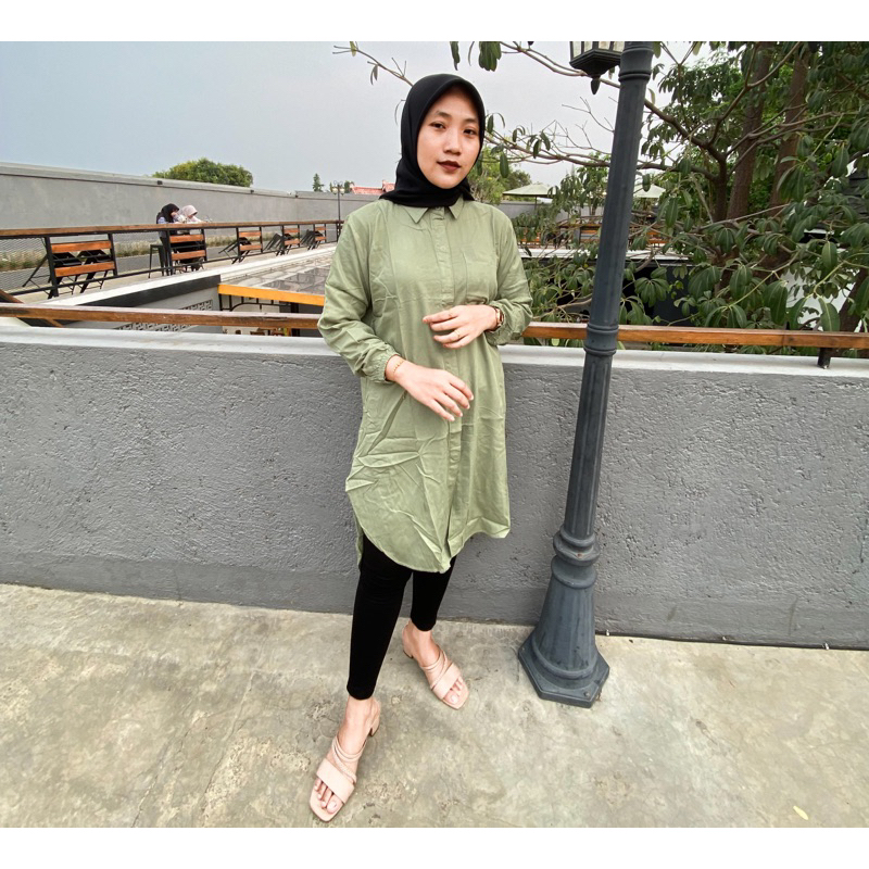 Tunik twill warna sage model Tunik terbaru rayon twill original premium