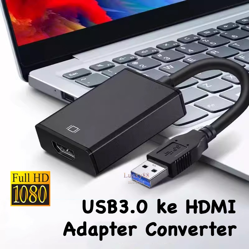 Adapter Converter 2 in 1  USB 3.0 to HDMI HDTV Cable 1080P Video Audio Converter DP dari Laptop Komp