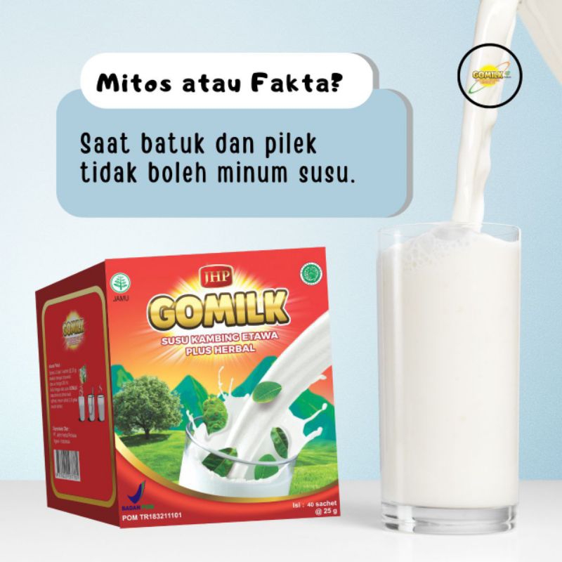 

GOMILK Sachet susu kambing etawa plus herbal GOMILK SACHET / 1 BOX netto 1KG isi 40 Sachet / GOMILK SUSU KAMBING ETAWA PLUS HERBAL / Daun kelor / mengkudu / dan daun salam / Gomilk susu etawa Sachet lebih praktis