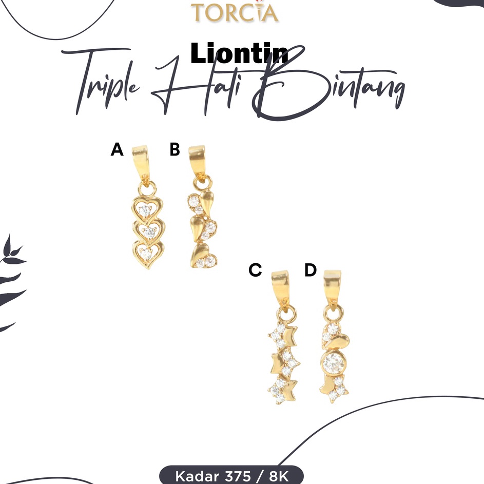 Belanja Mantapb0B5n Liontin Triple Emas Asli Hati Bintang Torcia Kadar 375