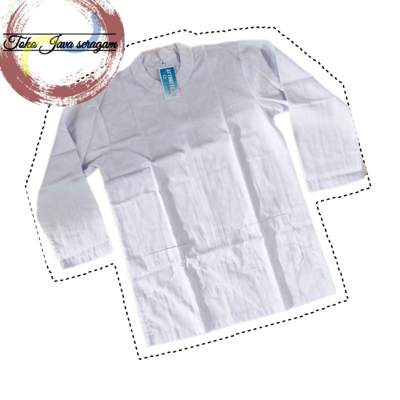 Seragam Baju Kurung Padang Lengan Panjang Putih Merk Atthoyyibah Anak Muslim Santri Seragam Sekolah