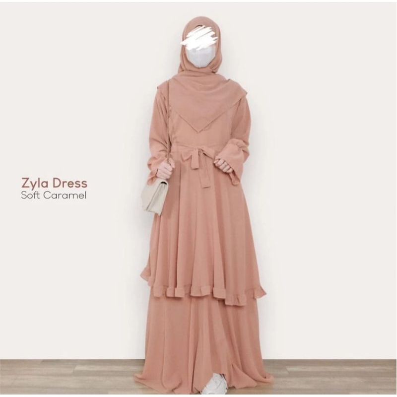 Dress Zyla Dress gamis ceruty Gamis malaysia terbaru Gamis polos Premium import / Gamis Pesta Mewah 