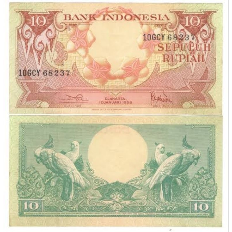 Uang Kuno 10 Rupiah 1959 Seri Bunga UNC