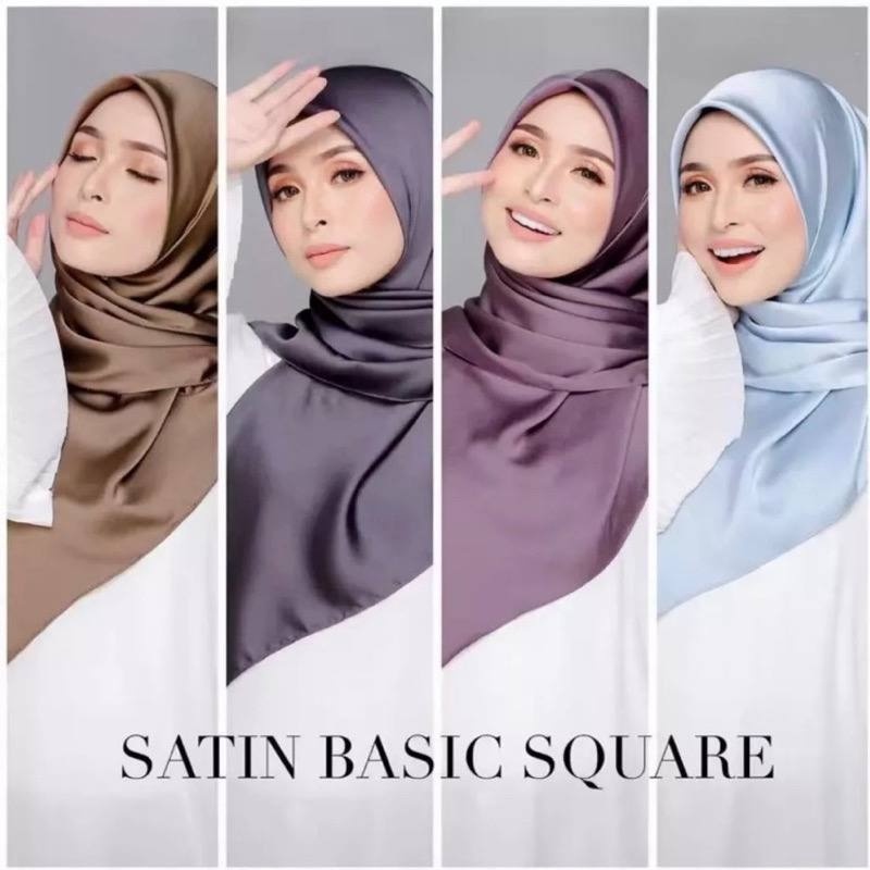 Jilbab Satin Maxmara Segi empat - Satin Jilbab Cantik