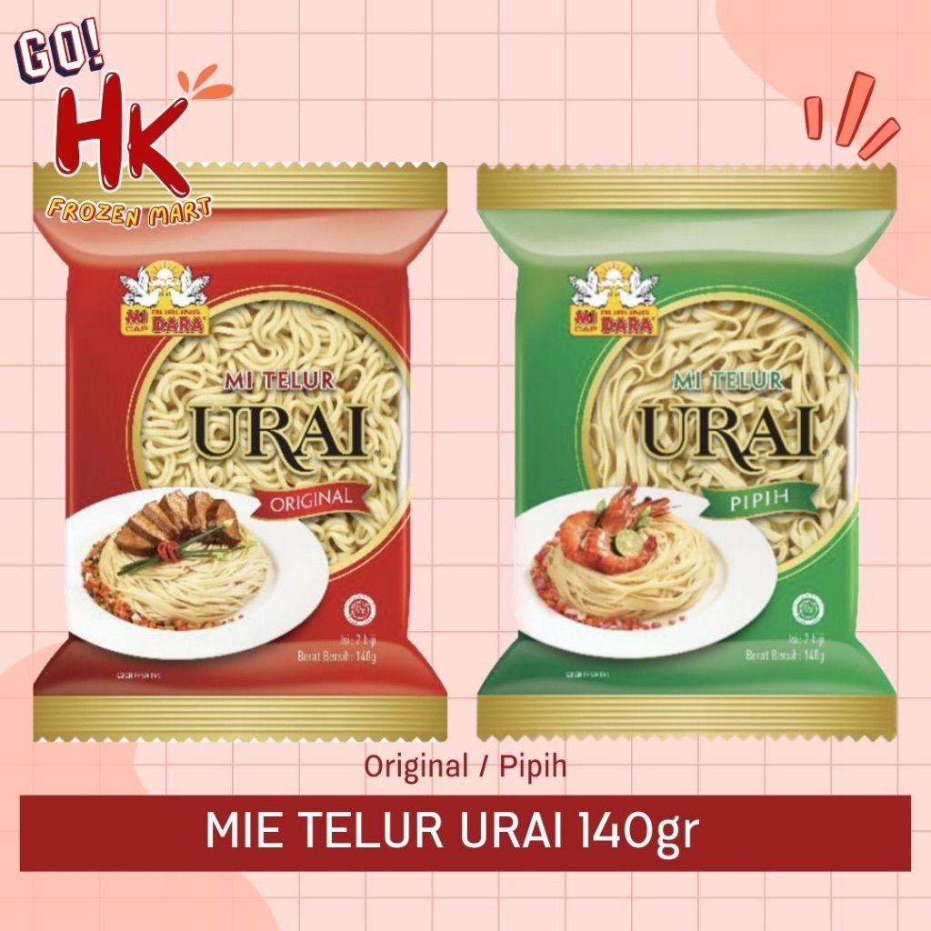 

Mie Telur Mi Burung Dara Original & Pipih 140gr | mie atom goreng seblak suki HK Frozen Mart