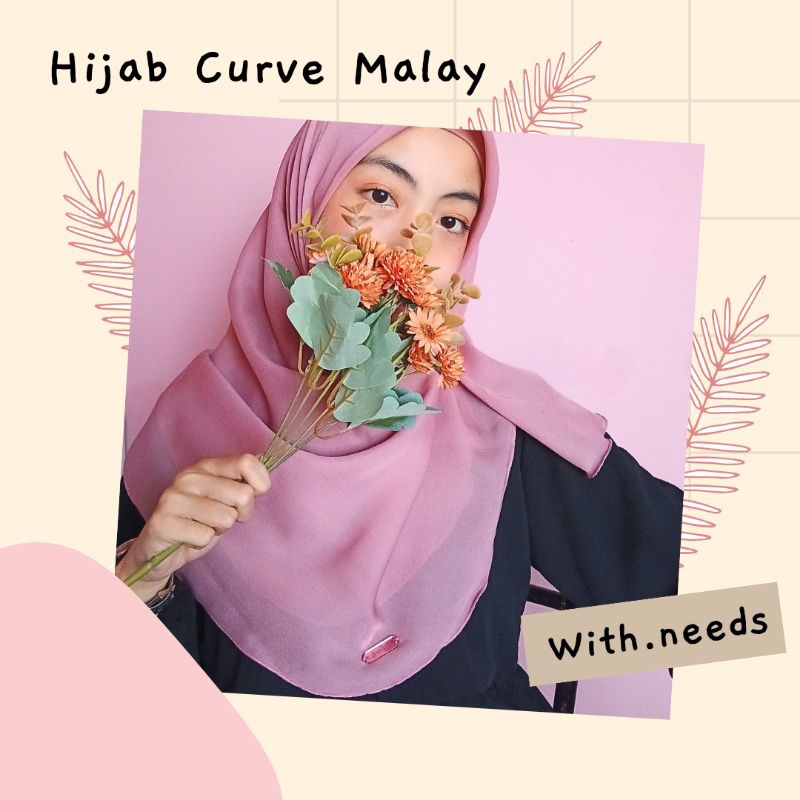 Hijab Segiempat Curve Oval Malay | Hijab Curve Pollycotton ala Malay | With.needs