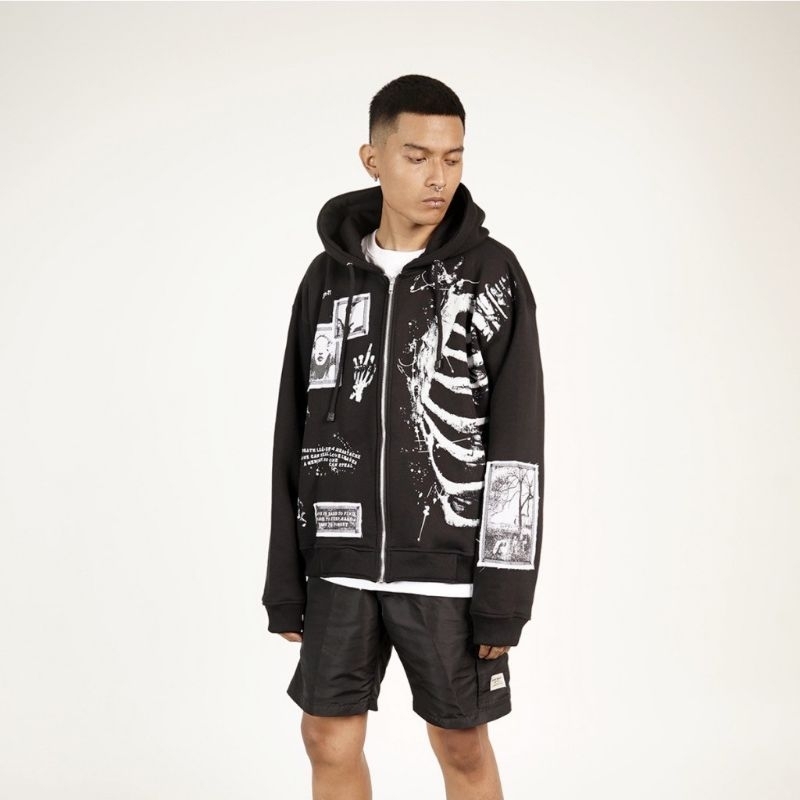 AUDREY Hoodie Crop Zipper Cold Black Unisex Panjang // Hoodie Crop Zipper // Crop Hoodie Zipper //Zi