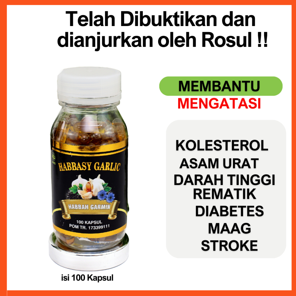 Habbasy Garlic | Habbasyi Oil | Habbatussauda Oil Plus Garlic Oil Habbah Garmin isi 100 Kps | BPOM