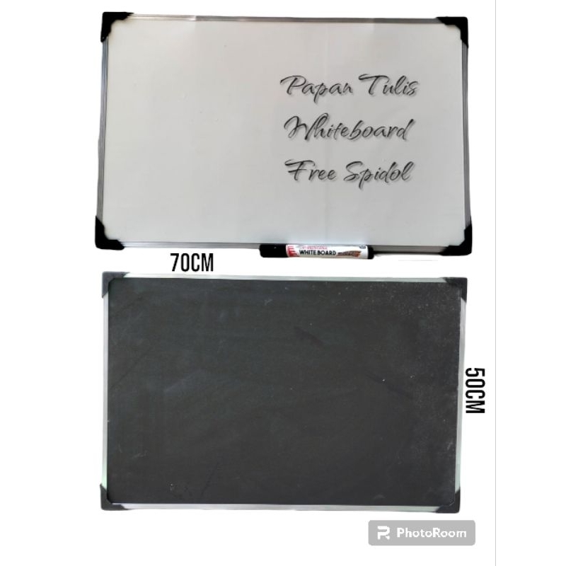 

PAPAN TULIS WHITEBOARD BOLAK BALIK FREE SPIDOL DAN PENGHAPUS 50X70Cm