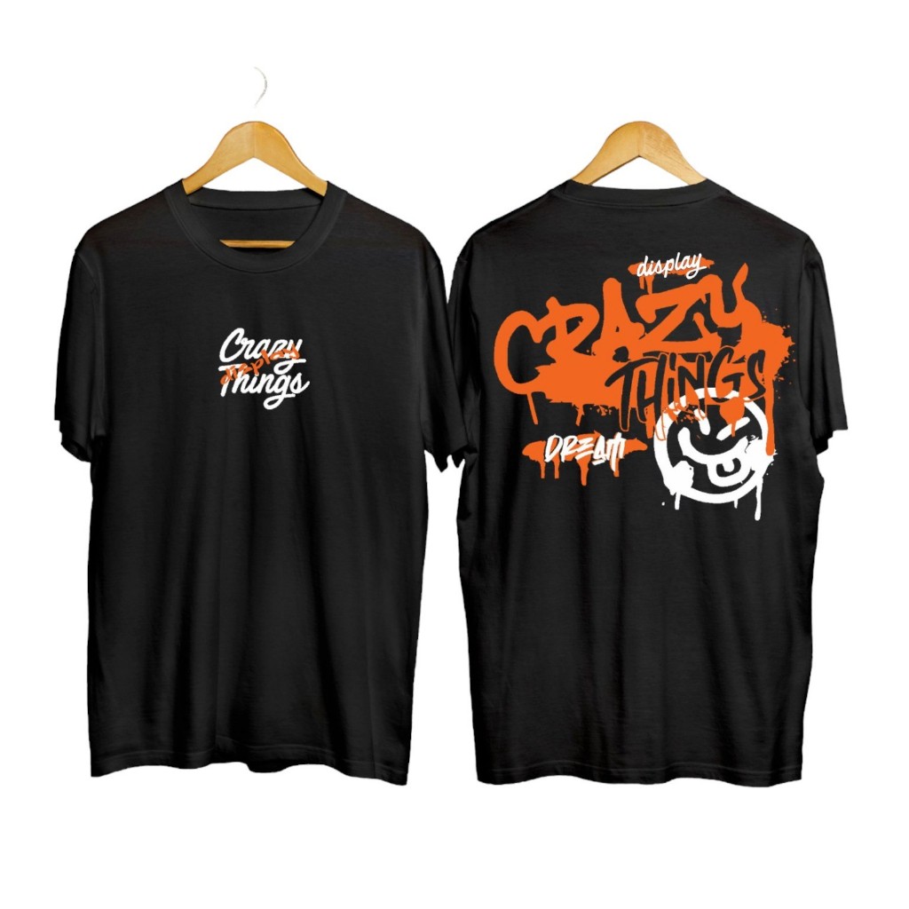 Baju Kaos Crazy Things Hitam (COD)/Baju Brand Lokal/Brand Lokal Baju/Others/Kaos Pria Dewasa/Baju Br