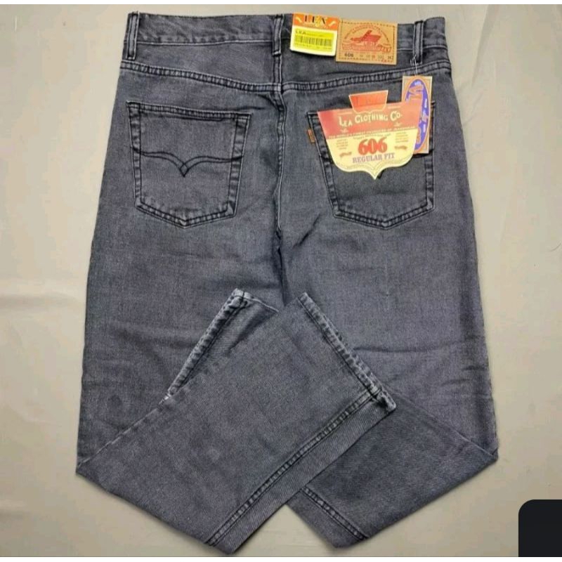 jeans merk LEA606 warnah abu abu regulert 606 standartreguler