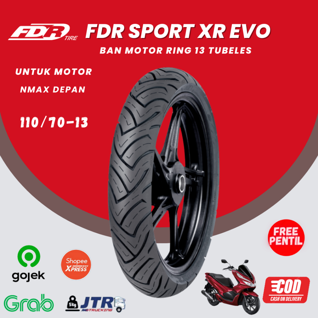 Ban Tubles FDR Sport XR EVO 110 70 13 Tubeless motor Nmax BONUS PENTIL