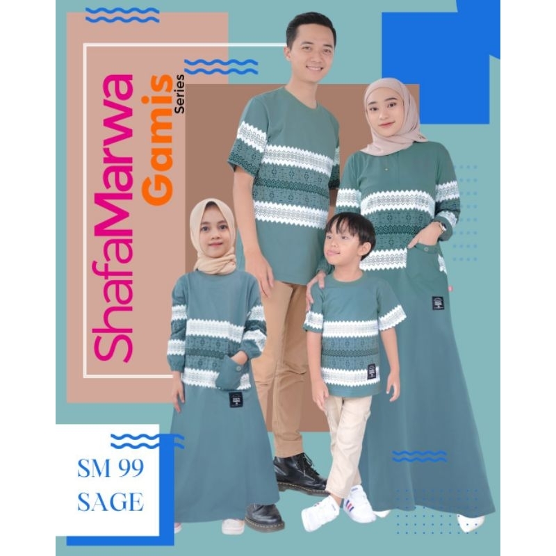 Kaos Keluarga shafamarwa Couple Sarimbit Family Gamis Series - SM 99 Sage