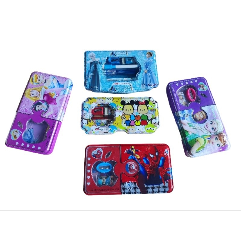 

tempat/kotak pensil seng/kaleng besar full set/stationary set BR