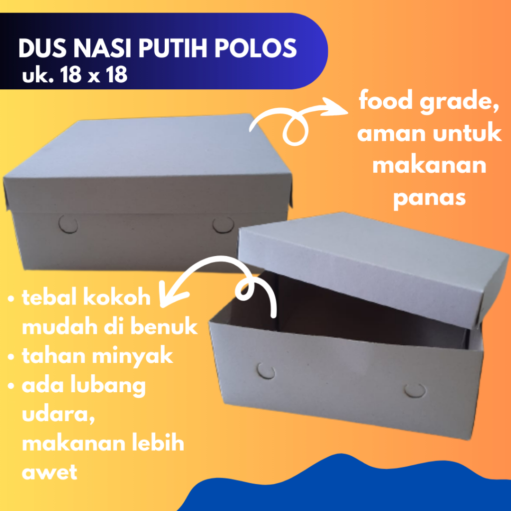 DUS NASI UK. 18 X 18 PUTIH POLOS |KOTAK / BOX NASI POLOS