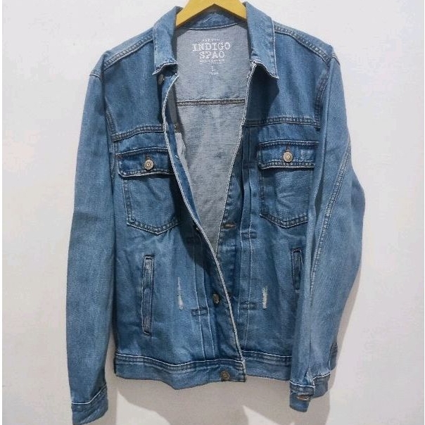 Jaket Denim Pria Tft Brand Indigo Spao Size L