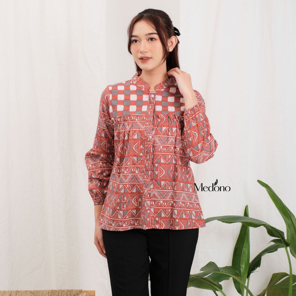 Baju Batik Wanita Batik Kerja Kantor Wanita Majene Merah