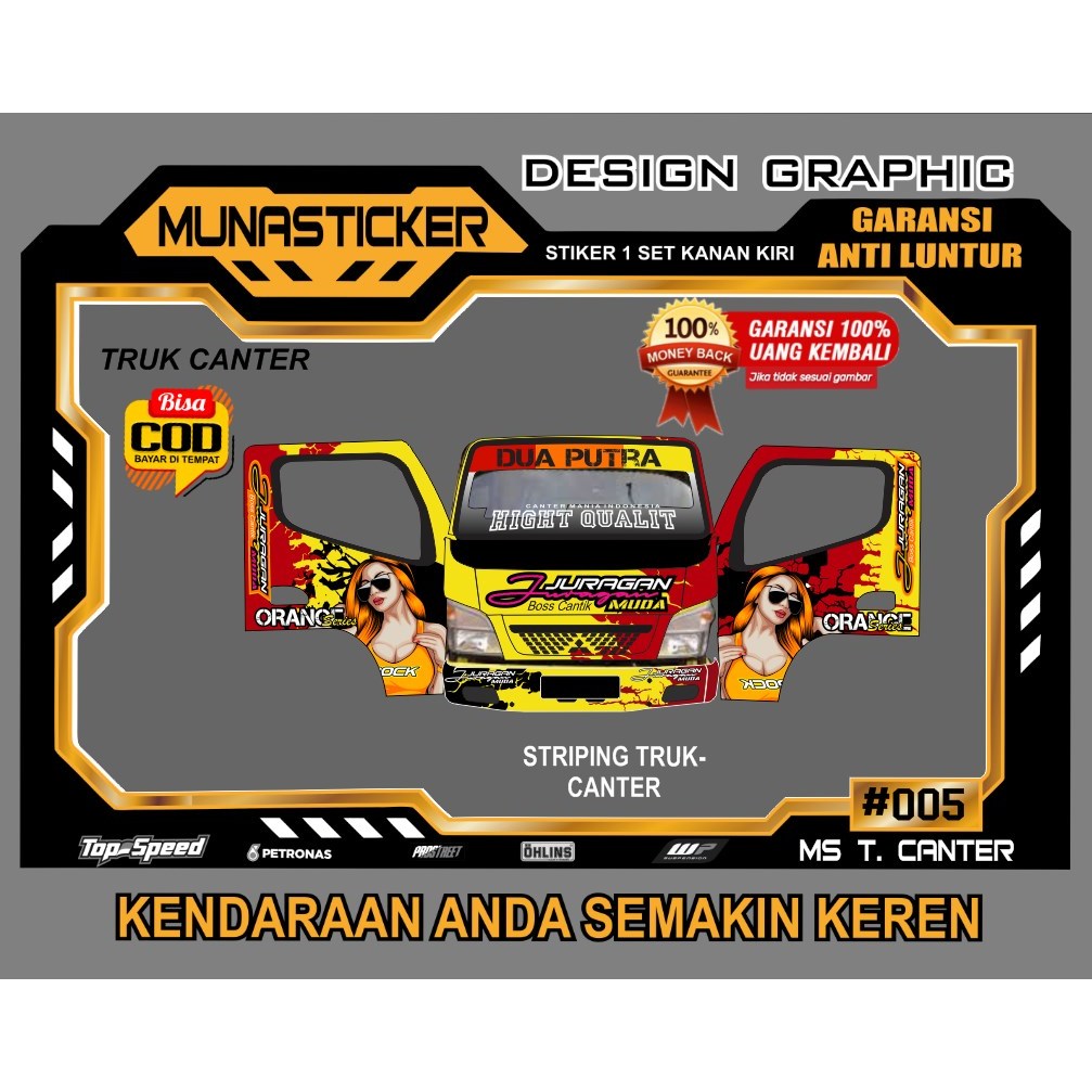 STIKER MOBIL TRUK CANTER  DECAL PRINT TRUCK FULL KABIN VARIASI KEREN