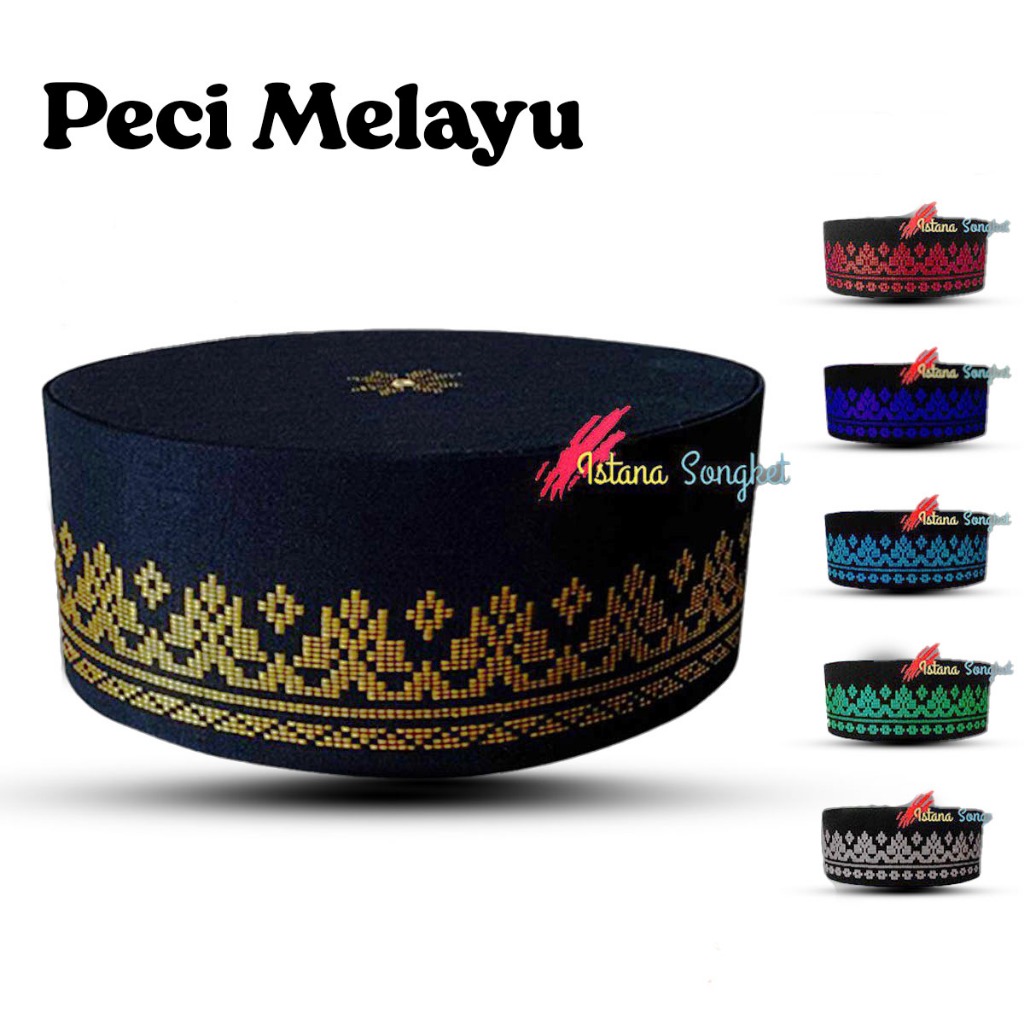 Peci Songkok Kopiah Hitam Batik Songket / Peci Batik Songket Anak dan Dewasa / Peci Batik Songket / 