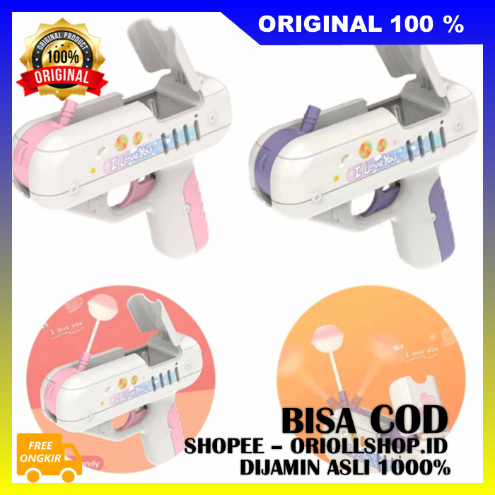 Lolipop Candy Gun Mainan Anak Tembakan Pistol Permen Lolipop 100% ASLI