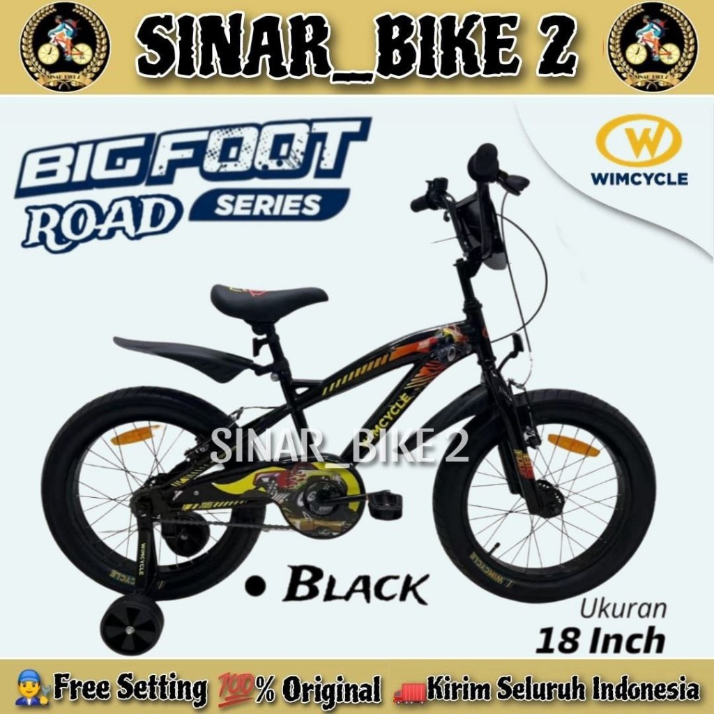 Sepeda Anak Laki BMX WIMCYCLE BIGFOOT ROAD Series Ukuran 16 18 Inch Ban Jumbo 3.0