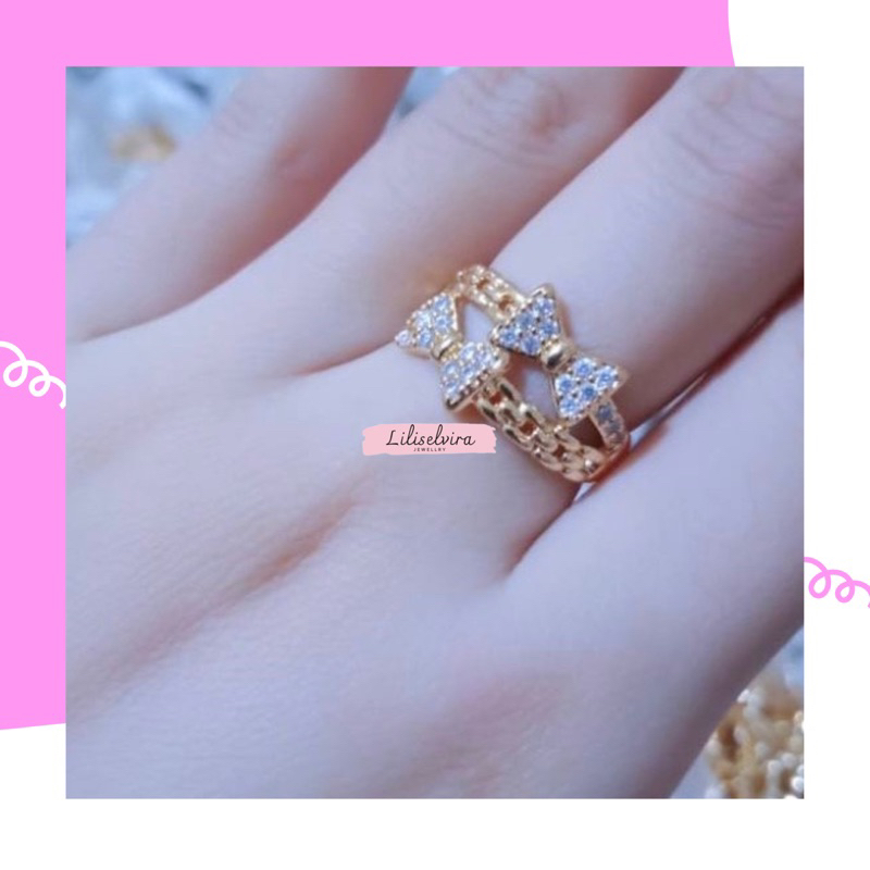 Cincin titanium wanita cincin dewasa pita gold